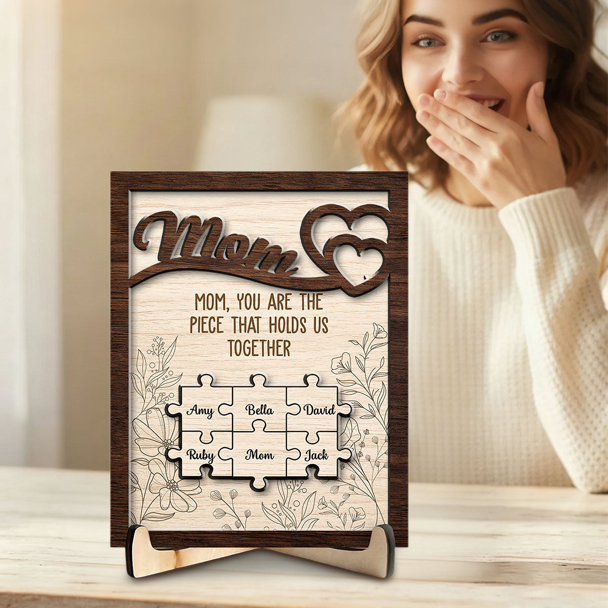 You Hold Us Together - Personalized Wooden Plaque - Gift For Mom