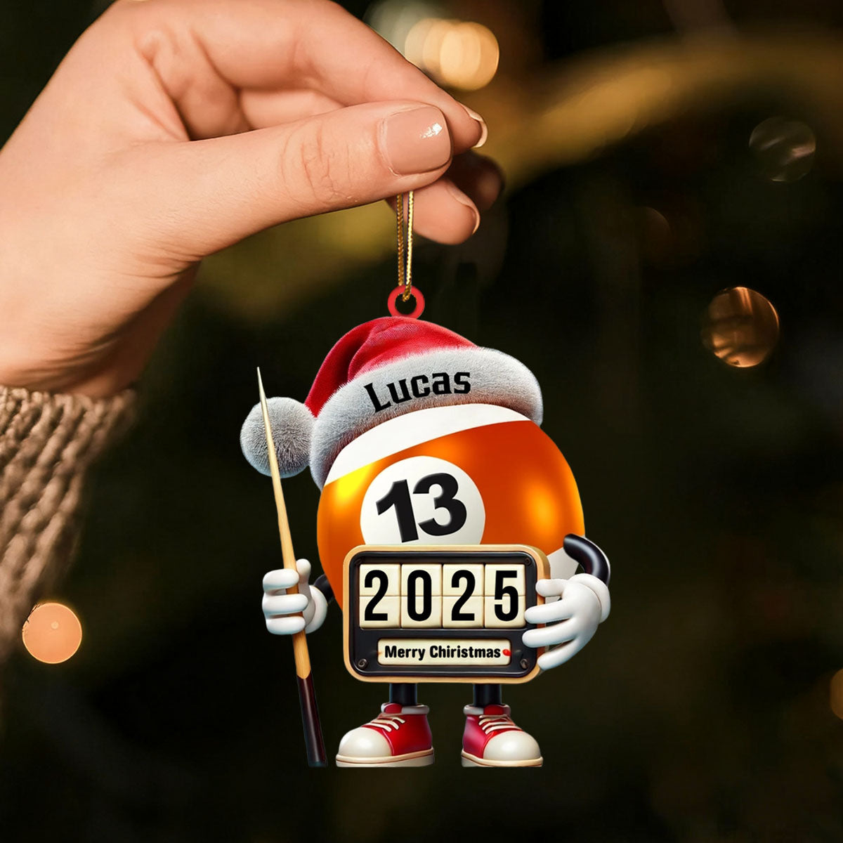 Custom Name and Year Billiard Ornament, Billiard Lover Christmas Gift