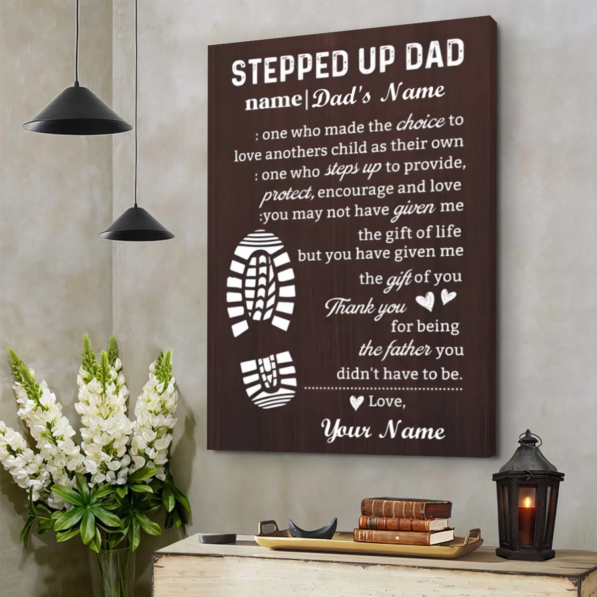 Personalized "Stepped Up Dad"  Canvas - Customizable Names