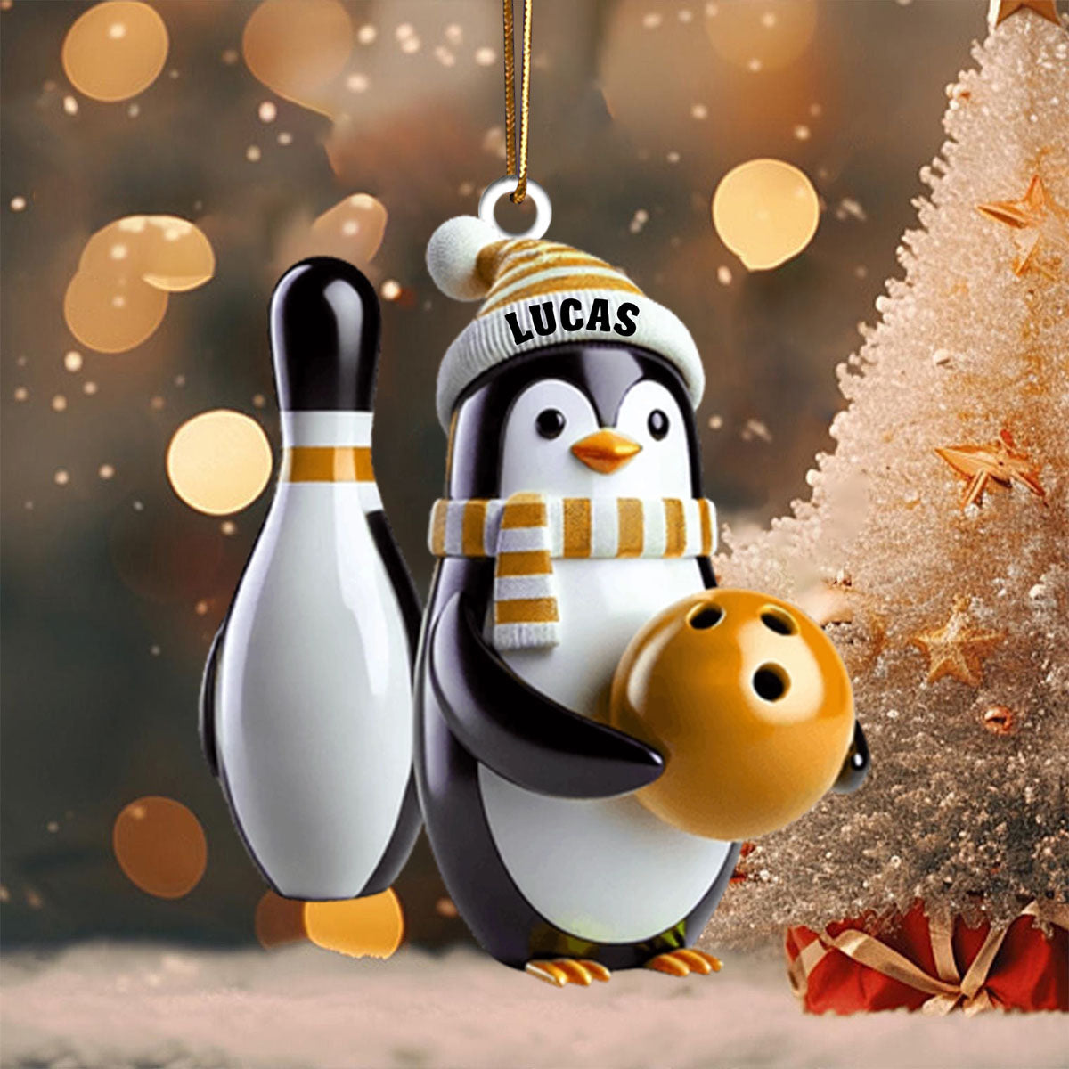 Personalized Custom Name Bowling Ornament, Bowling Lover Christmas Gift