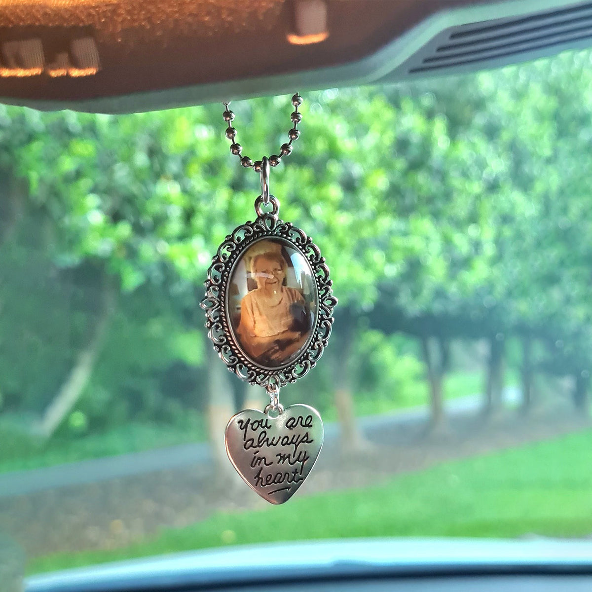 Personalized Memorial Rearview Mirror Charm,Memorial Car Ornament