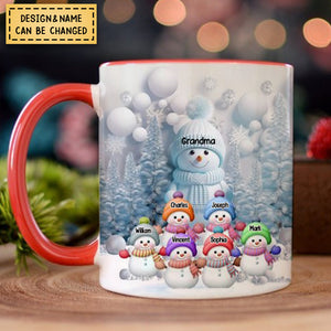 Christmas Blue Vibe Snowman Grandma Mom Colorful Kids Personalized Mug