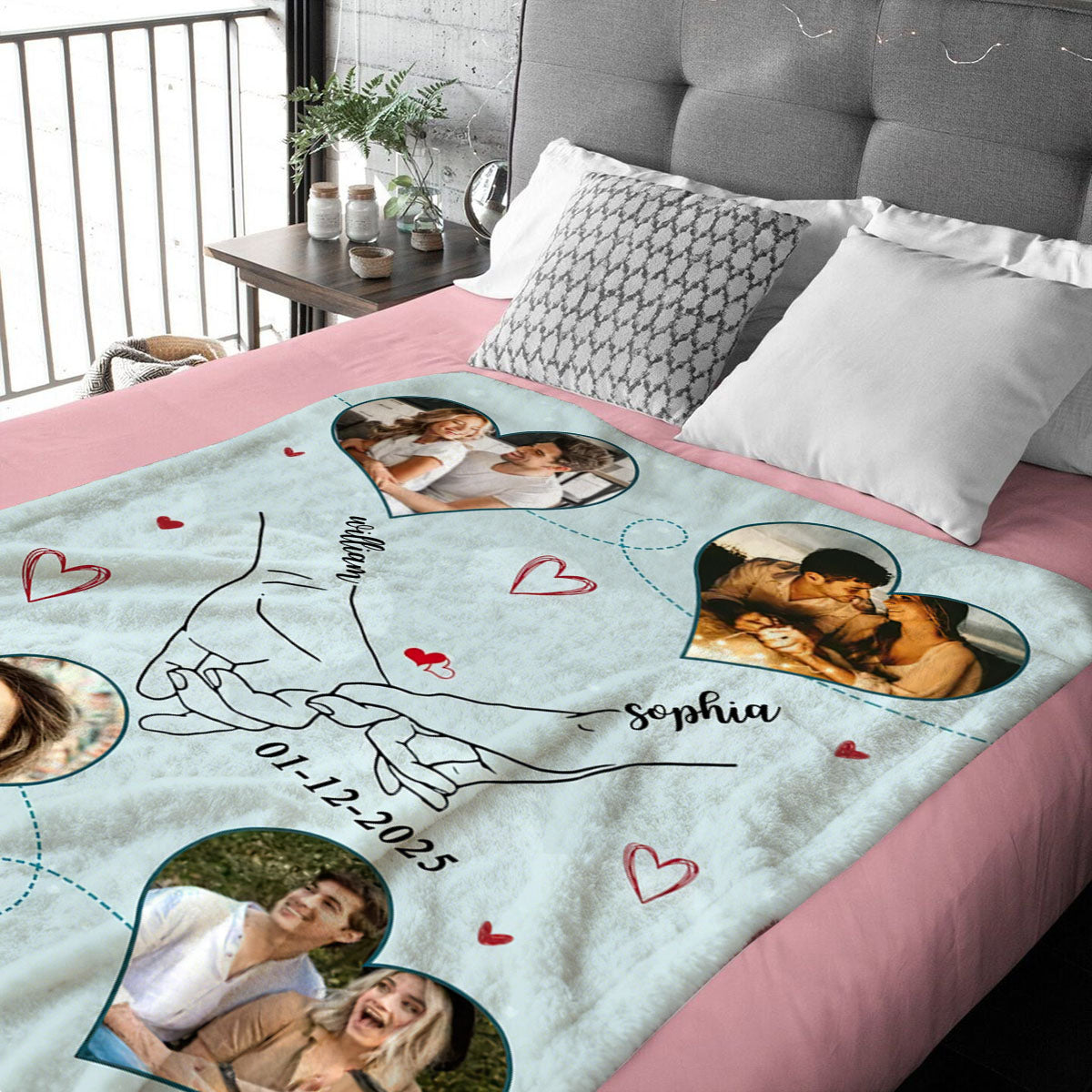 Personalized Couple Photo Blanket – Romantic Valentine Keepsake Anniversary Wedding Gift For Him Her
