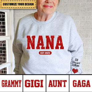 Personalized Glitter Custom Name Mimi Nana Grandma Est And Kids Sweatshirt