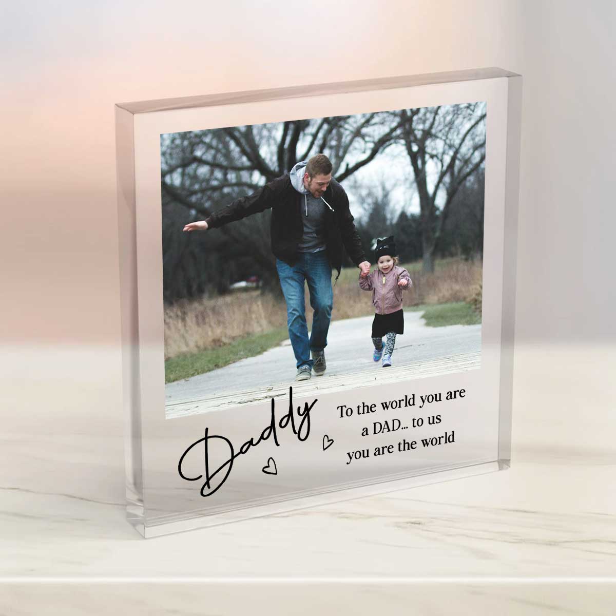 Father's Day Gift For Daddy – Personalized Acrylic Block With Custom Photo From Kids