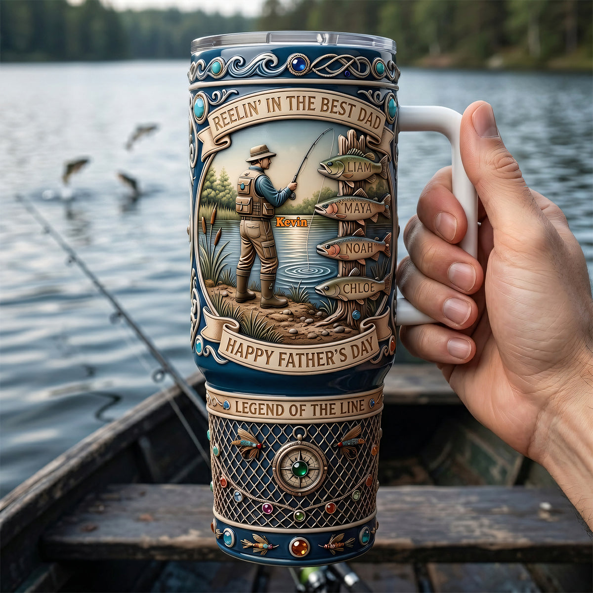 Personalized "Reelin' In The Best Dad" Tumbler – Gift For Dad