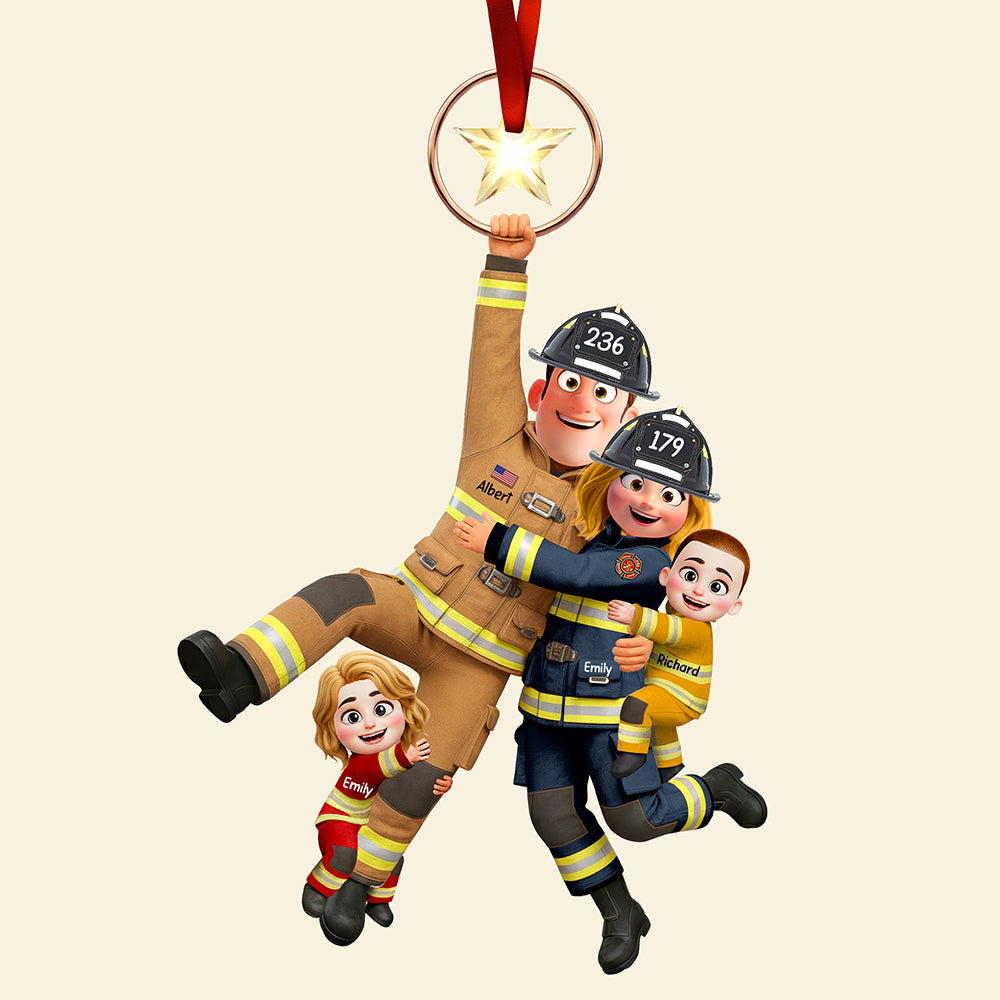 Personalized Fun Hanging Firefighter Family Ornament Gifts For Family