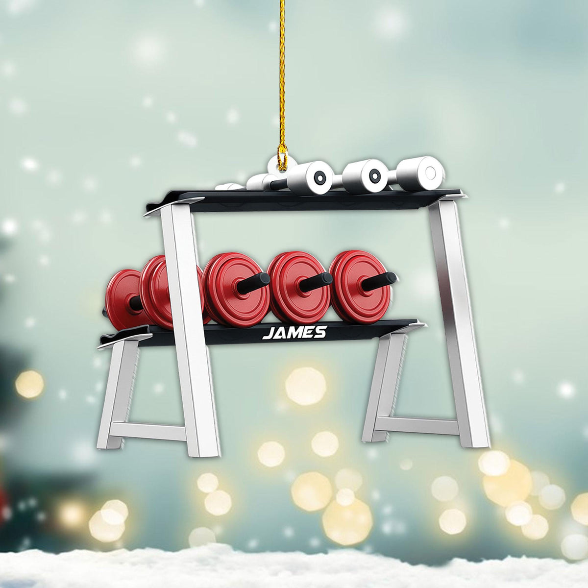 Personalized Gym Ornament, Christmas Fitness Lover Workout Gift for Him