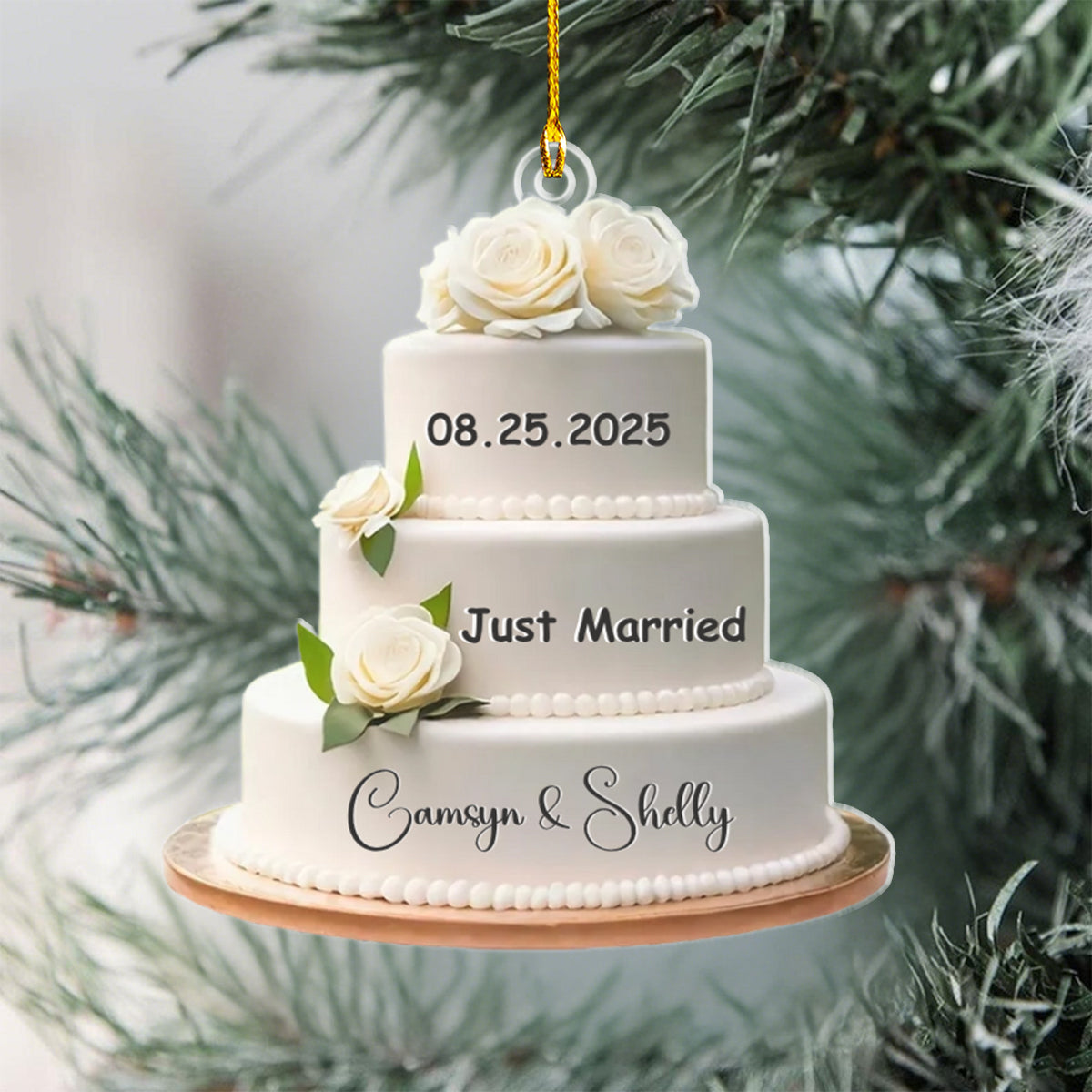 Wedding Cake Personalized Christmas Ornament, Wedding Christmas Ornament