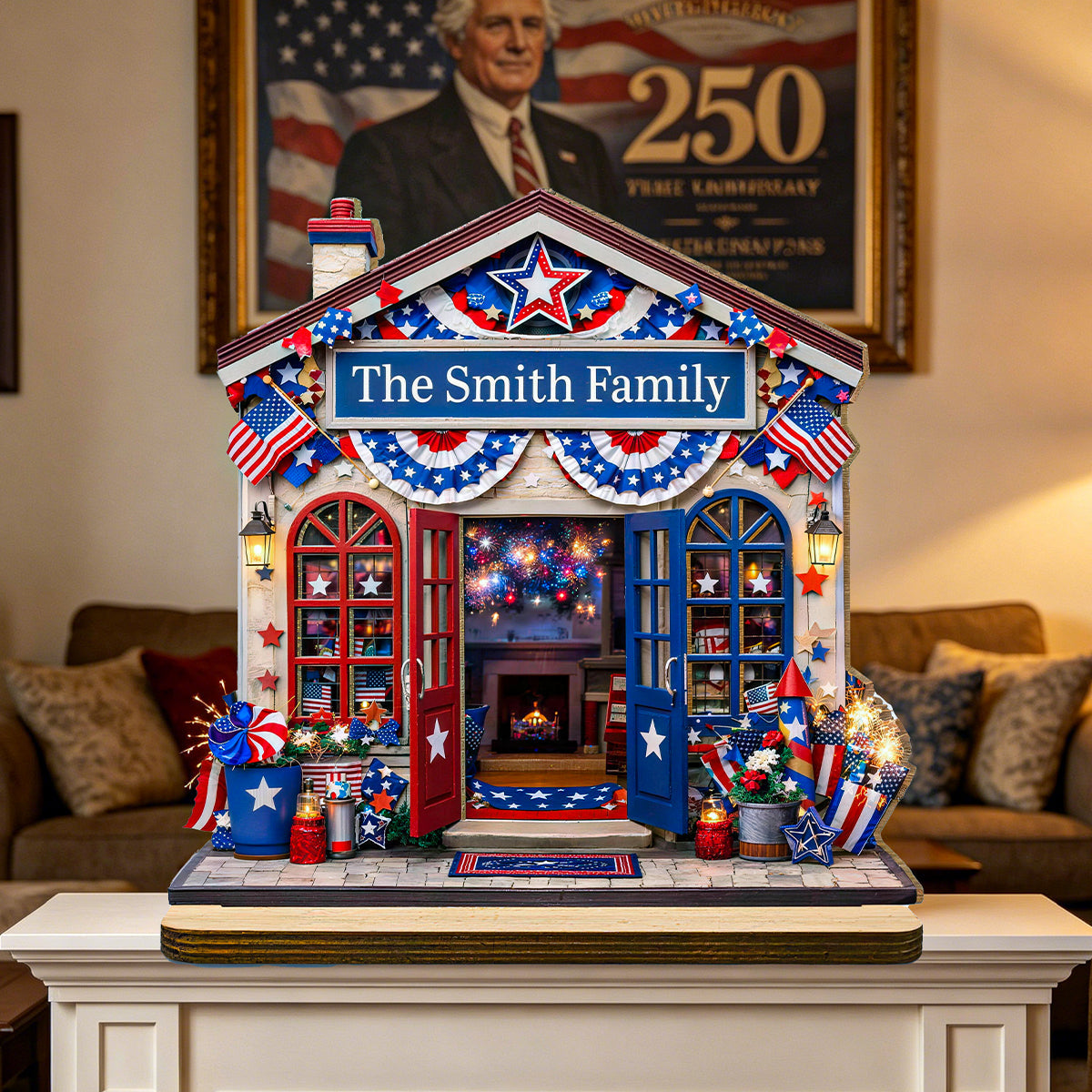Our Family House, Personalized Wood Plaque, Gift For Patriots and Families
