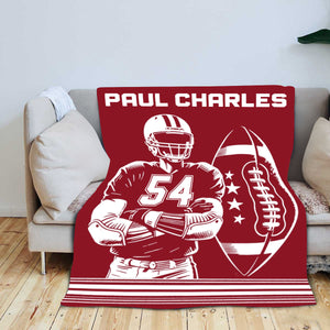 Personalized Football Player Blanket Gifts for Football Lovers, Coaches,Fans, Men