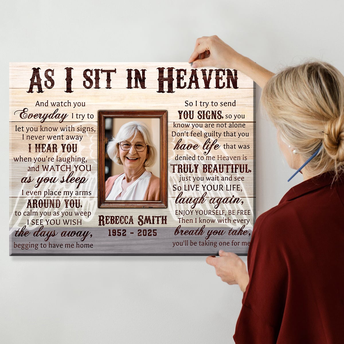 As I Sit in Heaven - Memorial Photo Canvas Poster Personalized Sympathy Gift In Loving Memory Wall Art