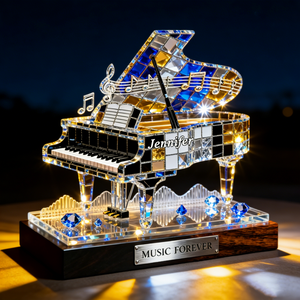 Personalized Stained Glass Effect Piano Themed Plaque,Music Lover Musician Gift