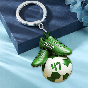 Custom Name & Jersey Number Personalized Keychian for Soccer Lover