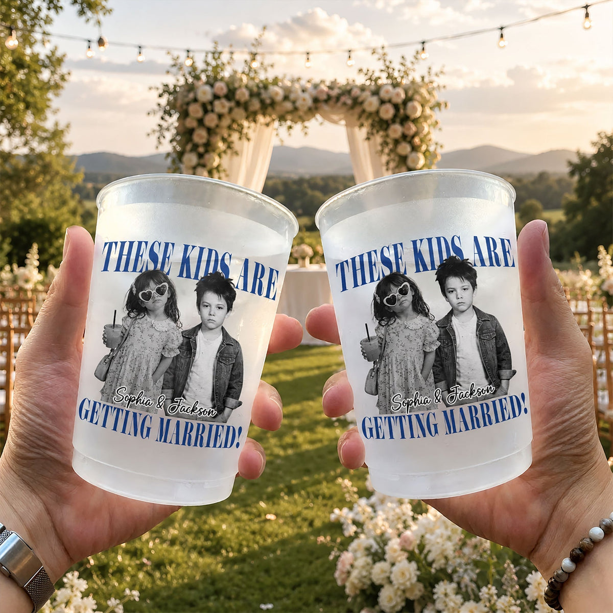 Wedding Party Favors – Personalized "These Kids Are Getting Married!" Cups For Bachelor & Bachelorette