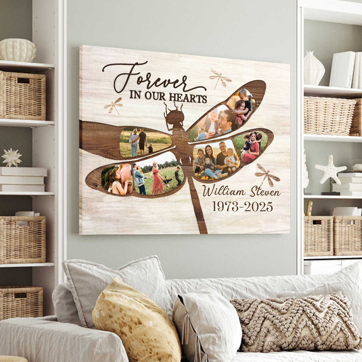 Dragonfly Memorial Photo Collage Canvas, Personalized Memorial Photo Gifts, Remembrance Gifts