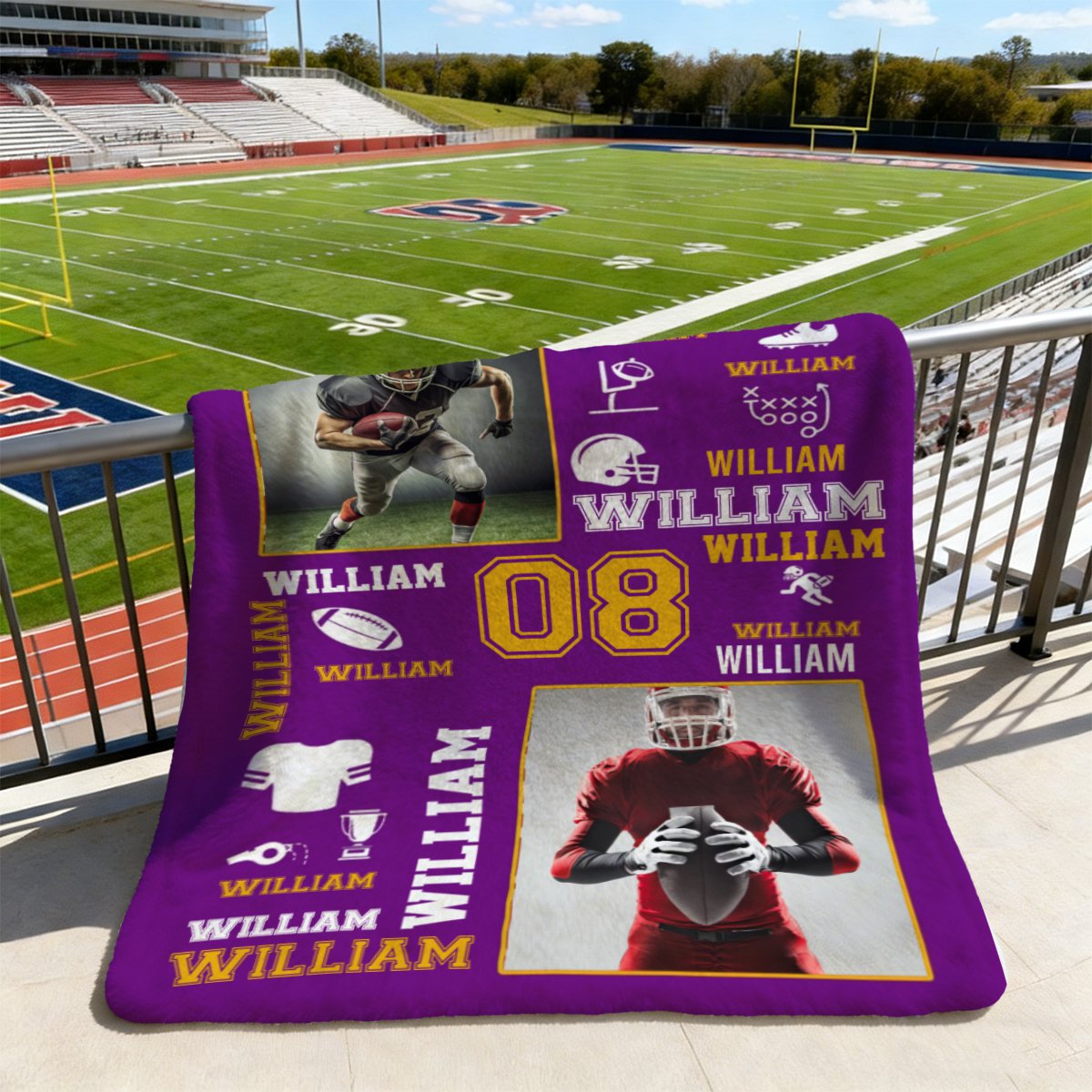 Football Name Blanket Personalized With Photo Senior Football Player Gifts For Him