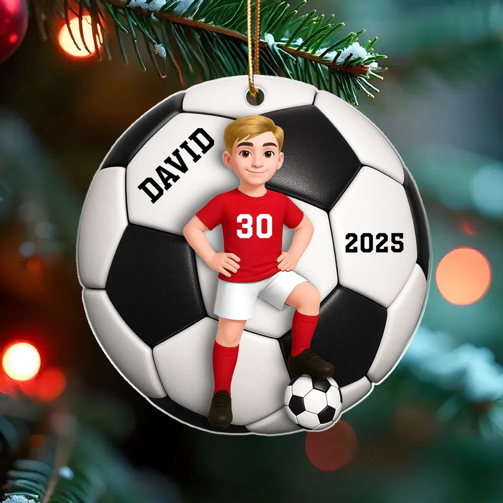 Soccer Girl Boy - Personalized Acrylic Ornament Christmas Gift For Daughter, Gift For Son