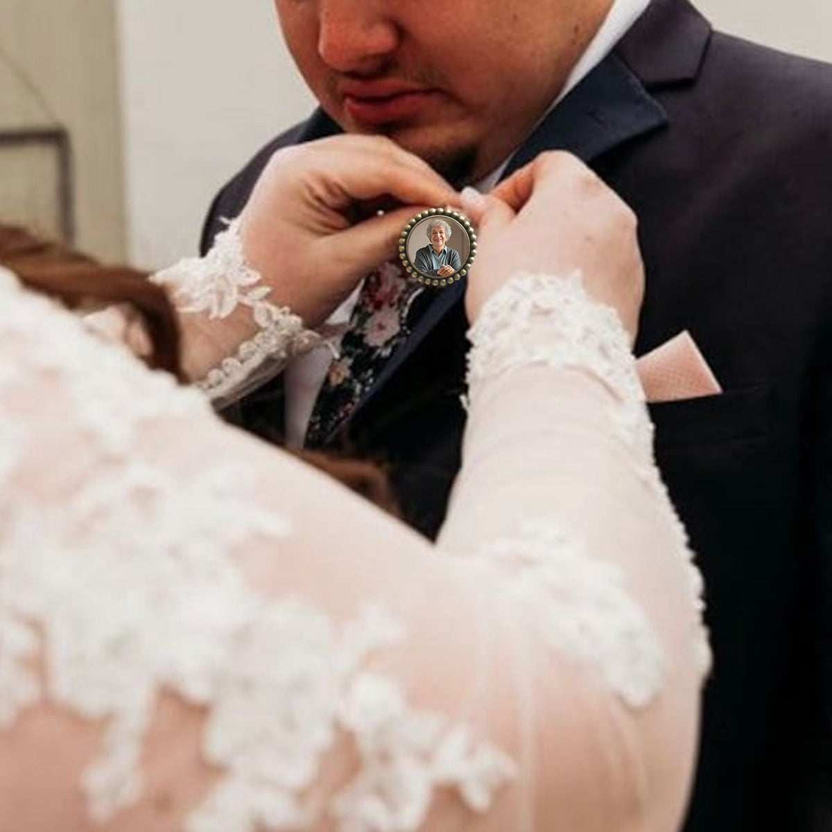 Personalized Boutonniere Charm Lapel Pin Memorial Tie Clip