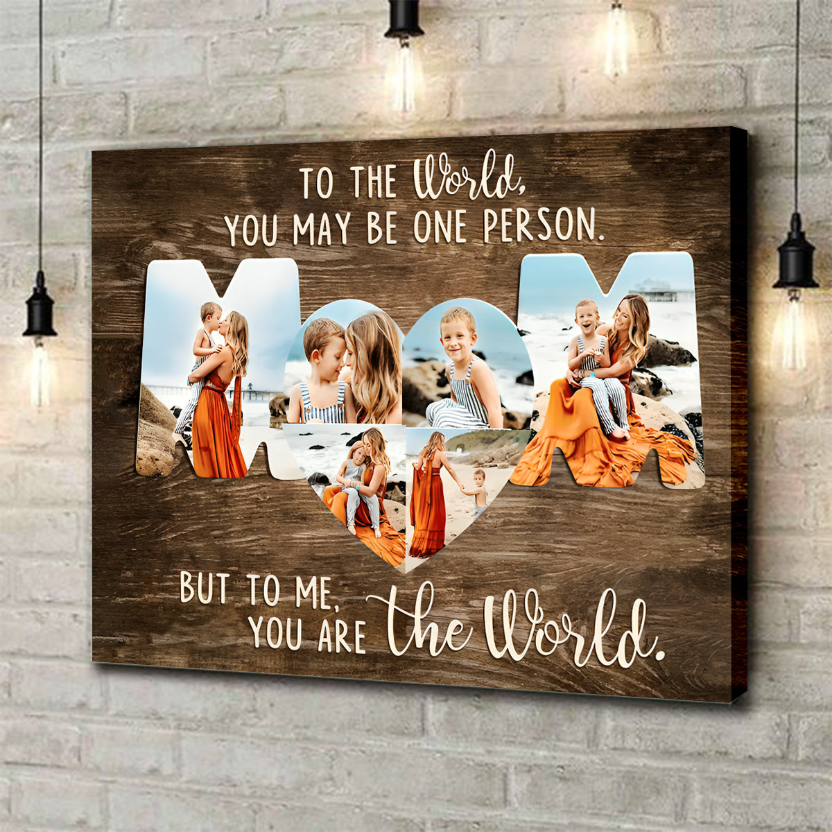 Personalized Mom Photo Collage Canvas Poster, Unique Mothers Day Gift for Mom from Daughter or Son