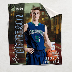 Any Photo, Name, School.... - Personalized Basketball Blanket