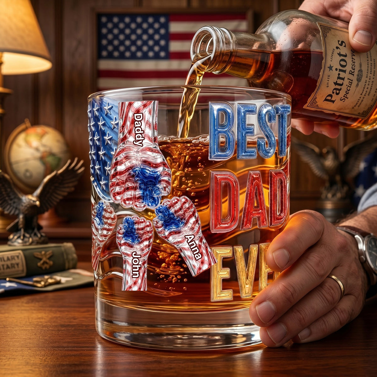 Personalized Drinking Glass – "Power Fist" Design – A Cool Gift For Dad