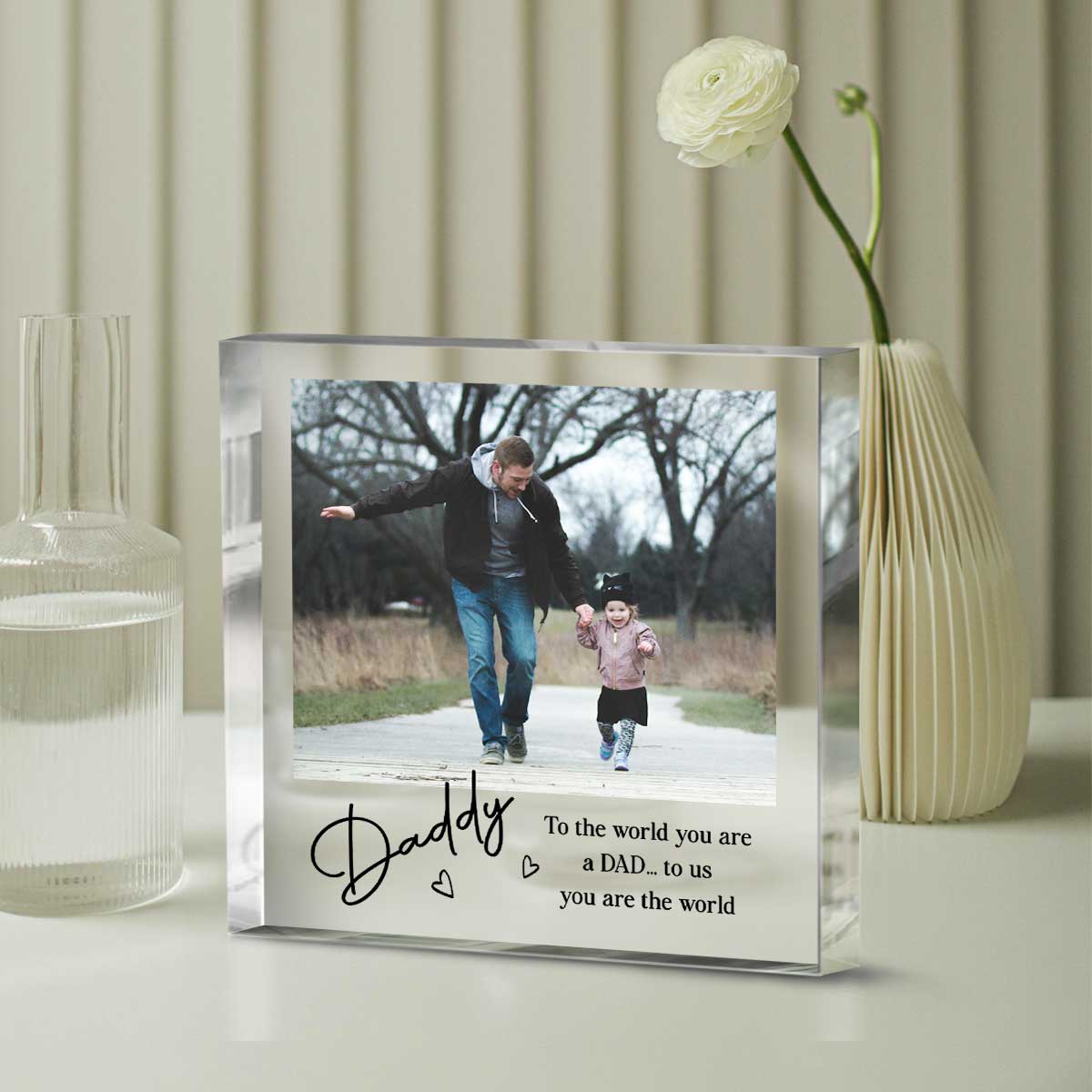 Father's Day Gift For Daddy – Personalized Acrylic Block With Custom Photo From Kids