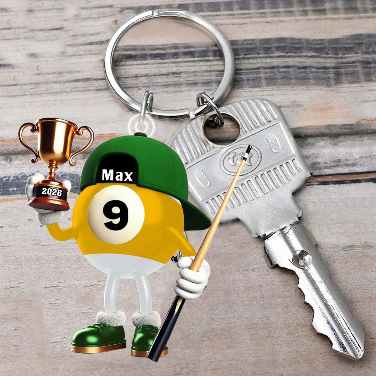 Custom Name Billiard Keychain, Billiard Lover Gift