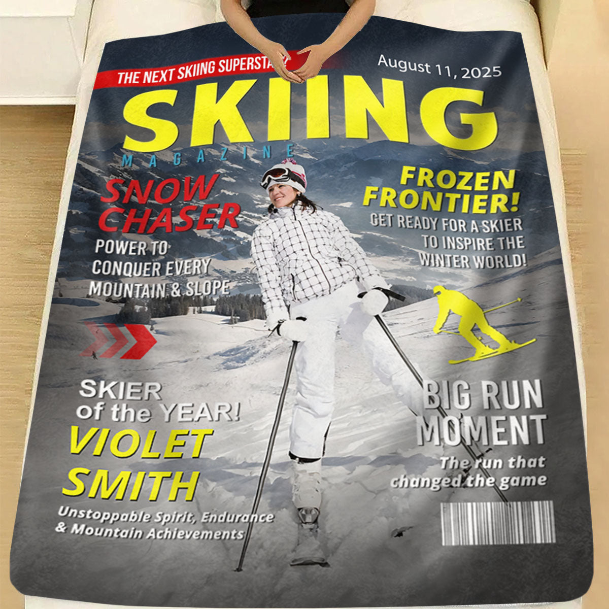 Custom Skiing Magazine Cover Blanket– Skiing Gift Ideas, Skiing Lover Gift