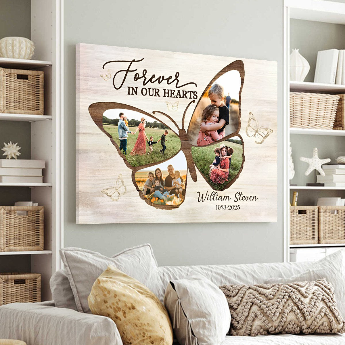 Personalized Butterfly Memorial Gifts, Memorial Gifts for Loss of Mother, In Loving Memory Canvas Poster