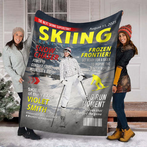 Custom Skiing Magazine Cover Blanket– Skiing Gift Ideas, Skiing Lover Gift