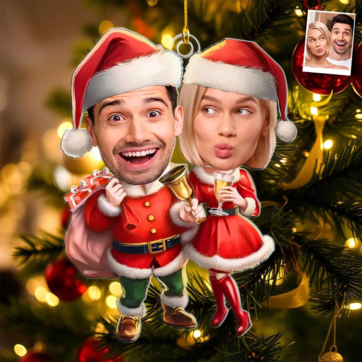 Custom Photo 'Tis The Season For Loving You - Couple Personalized Custom Ornament