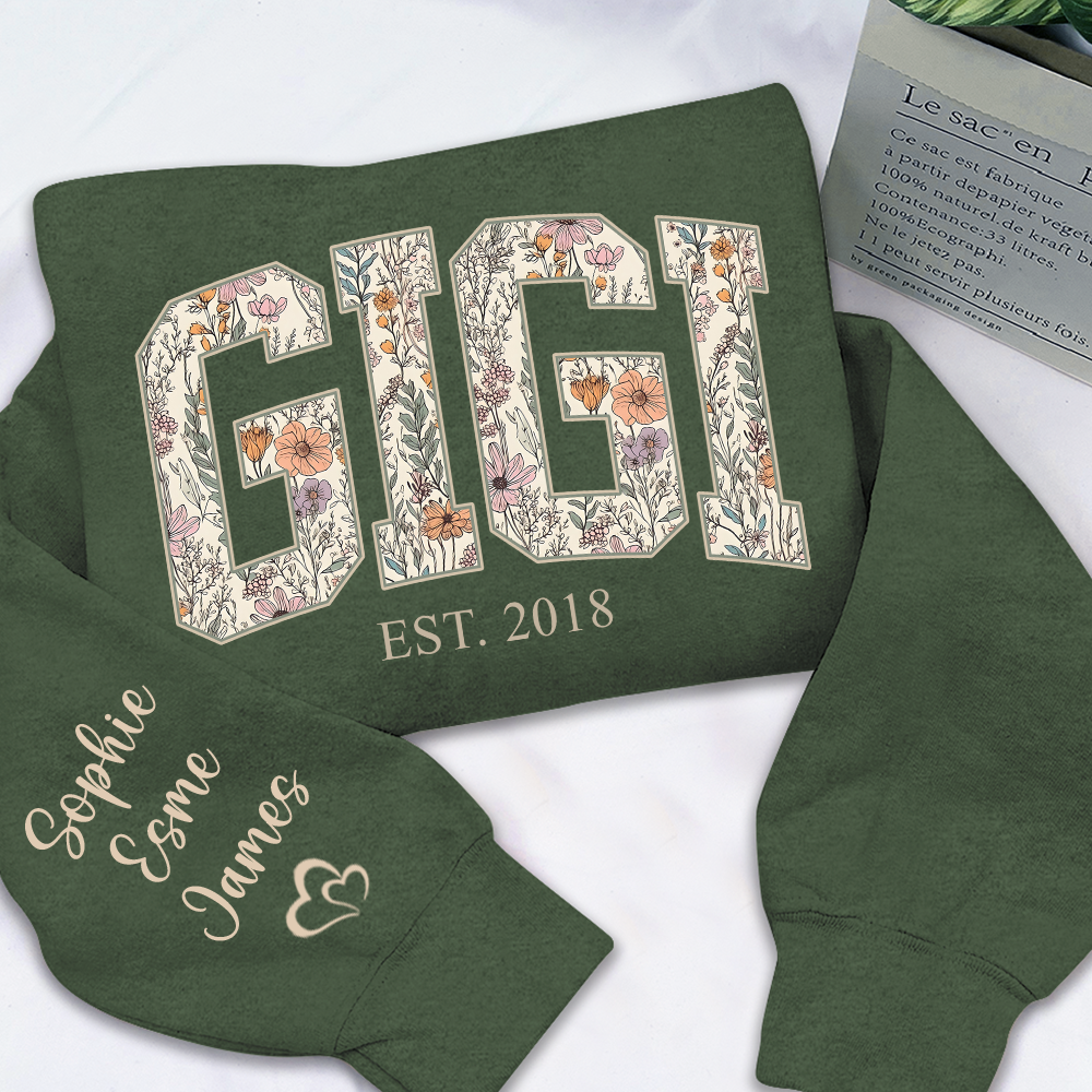 Custom Floral GIGI Sweatshirt – Personalized Grandma Est Year & Grandkids Names
