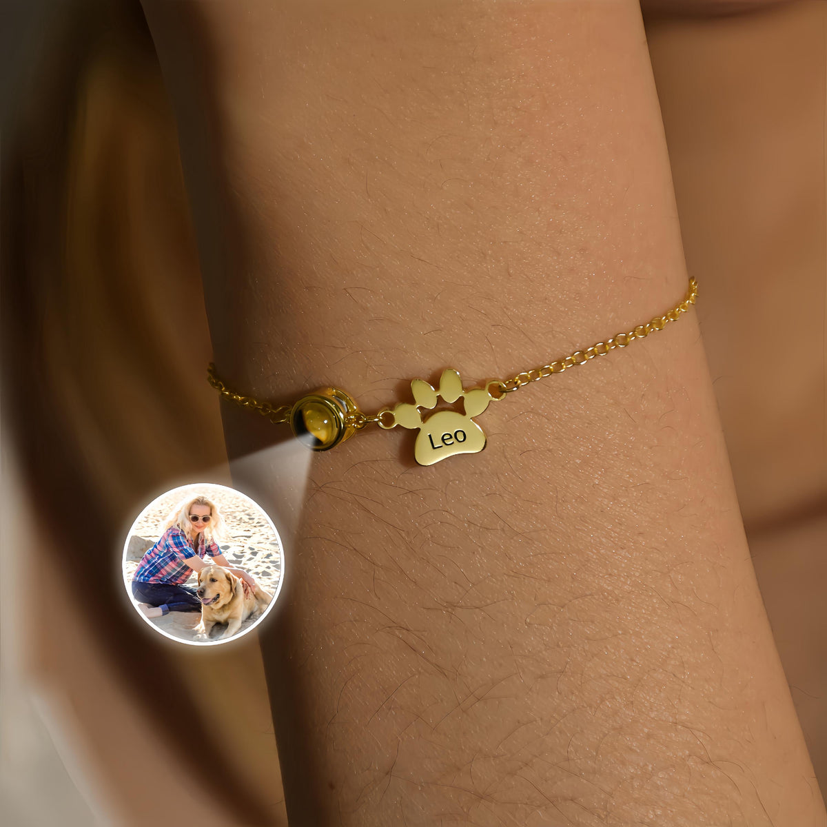 Personalized Pet Name Bracelet with Photo,Projection Bracelet for Pet Lover Gift