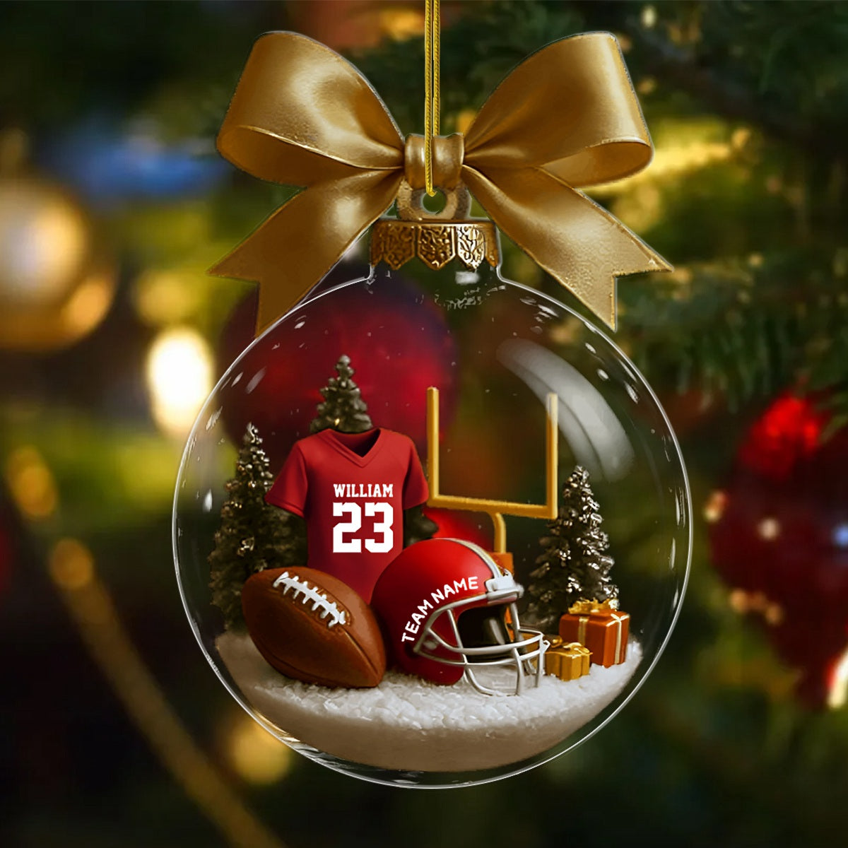 Personalized Football Transparent Ornament-Gift For Football Lovers