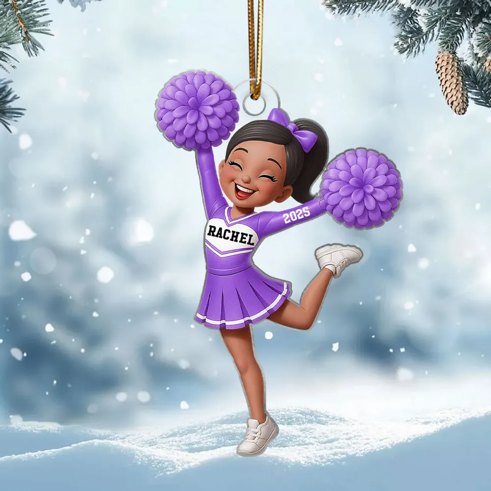 Personalized Cheerleader Girl  Acrylic Ornament, Christmas Gift for Daughter, for Granddaughter