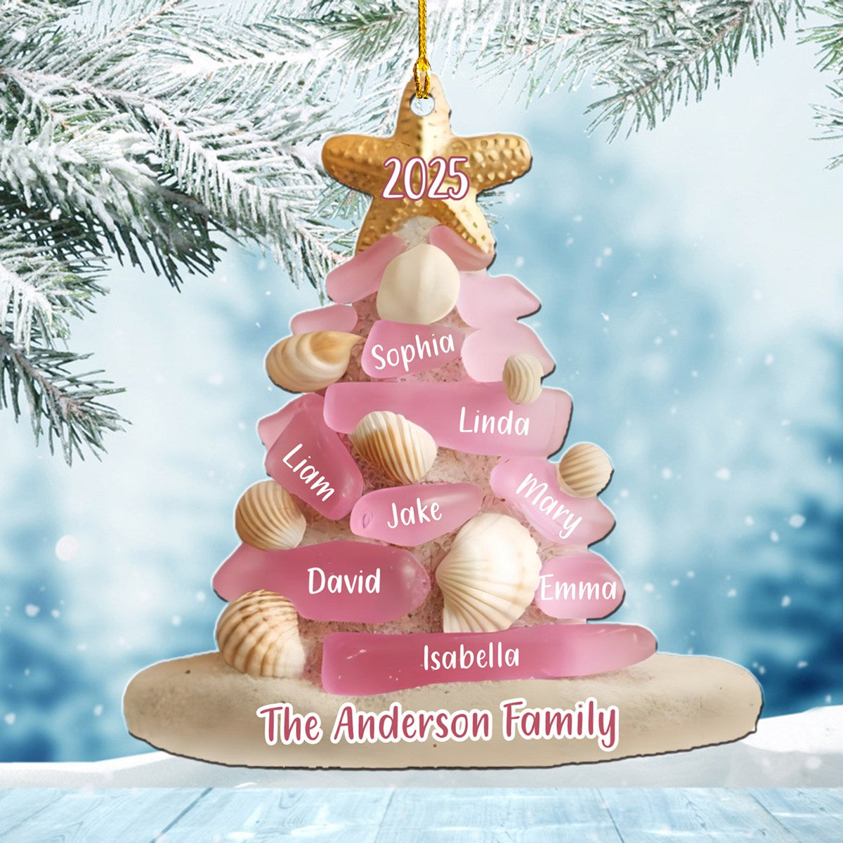 Family Sea Glass Christmas Tree - Personalized Ornament