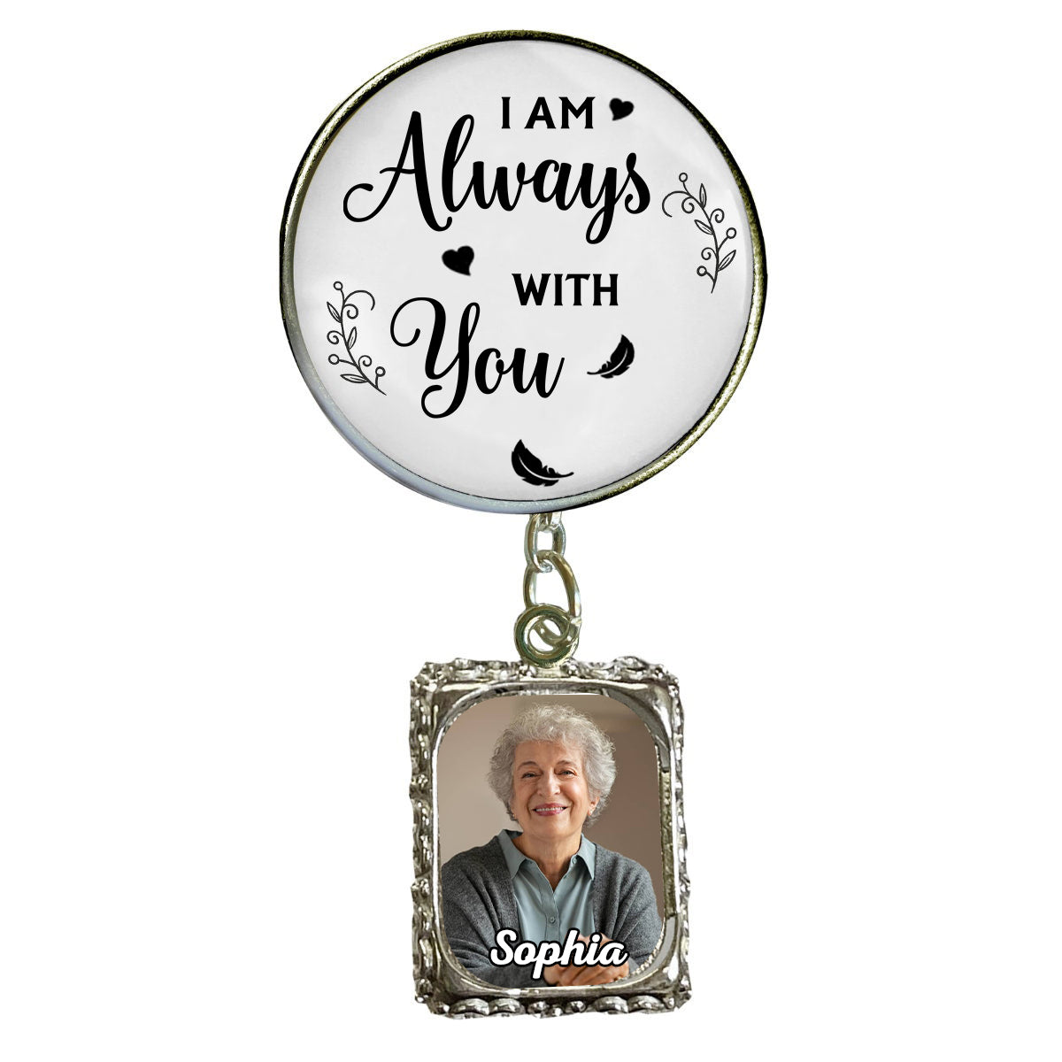 Personalized Memorial Photo Frame Charm Boutonniere Pin-Gift For Family