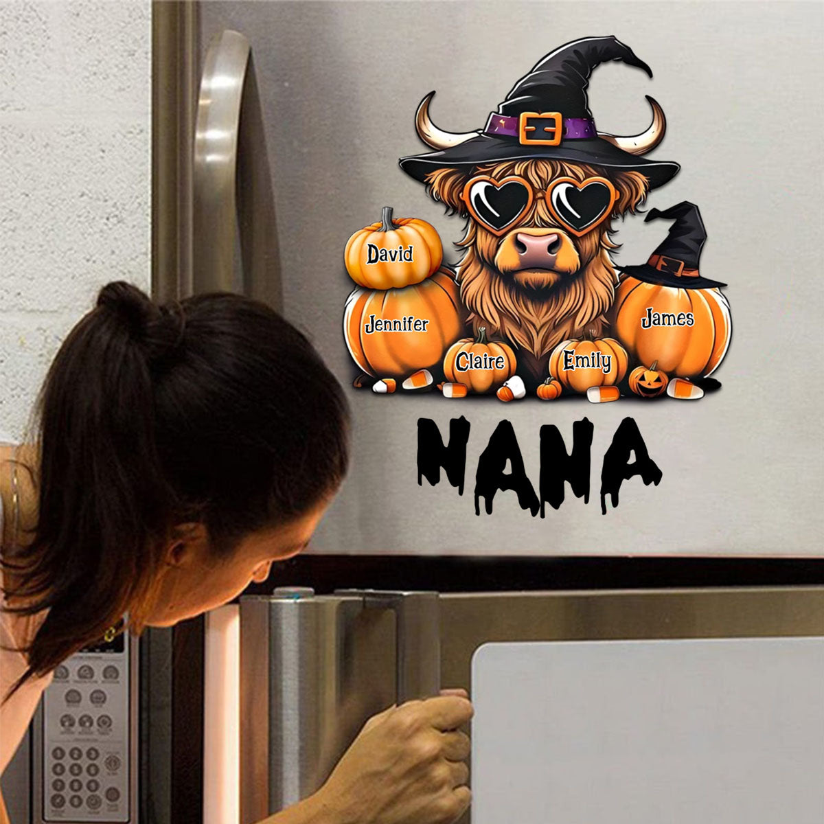 Personalized Gift For Nana Grandma Halloween Highland Cow Decal
