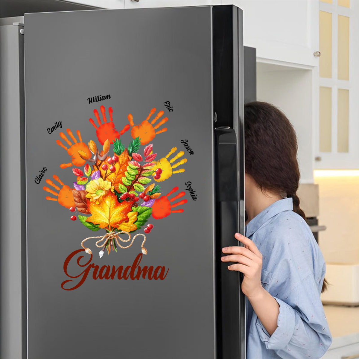 Personalized Gift For Grandma Fall Leaves Decal