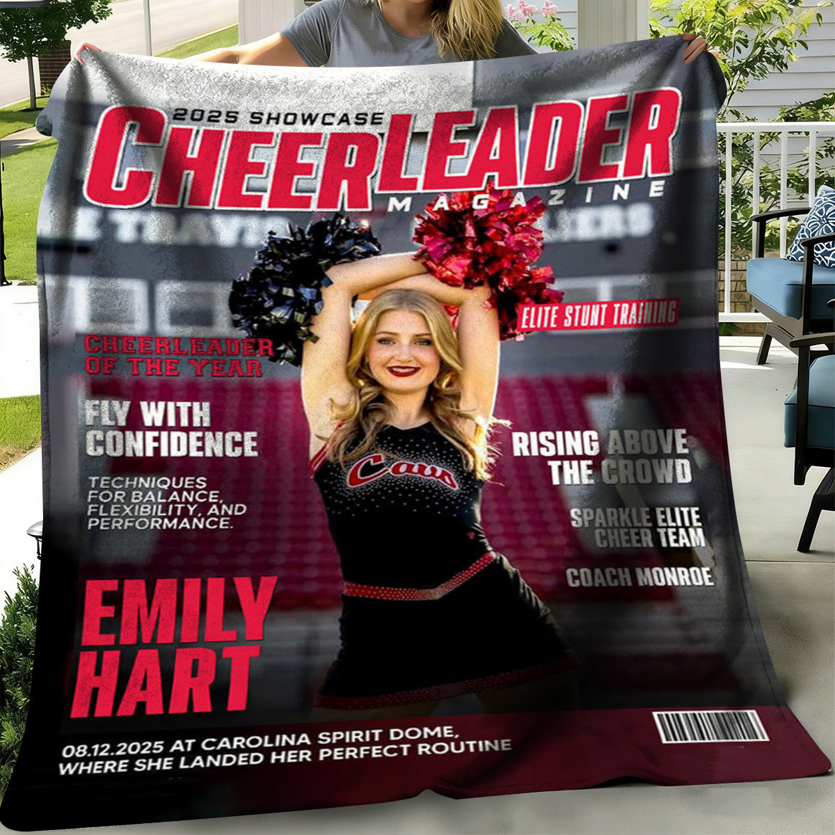Personalized Cheerleader Magazine Cover Blanket, Custom Cheer Magazine Cover, Cheerleader Gift