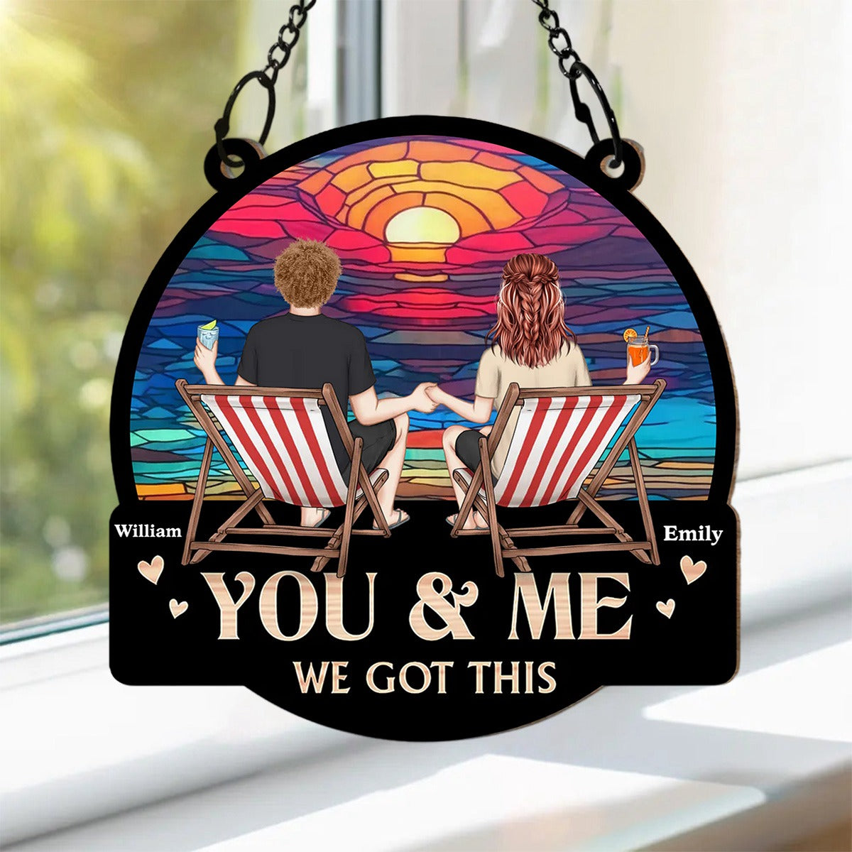 Personalized Gift For Couple You And Me We Got This Acrylic Mix Wood Suncatcher Ornament