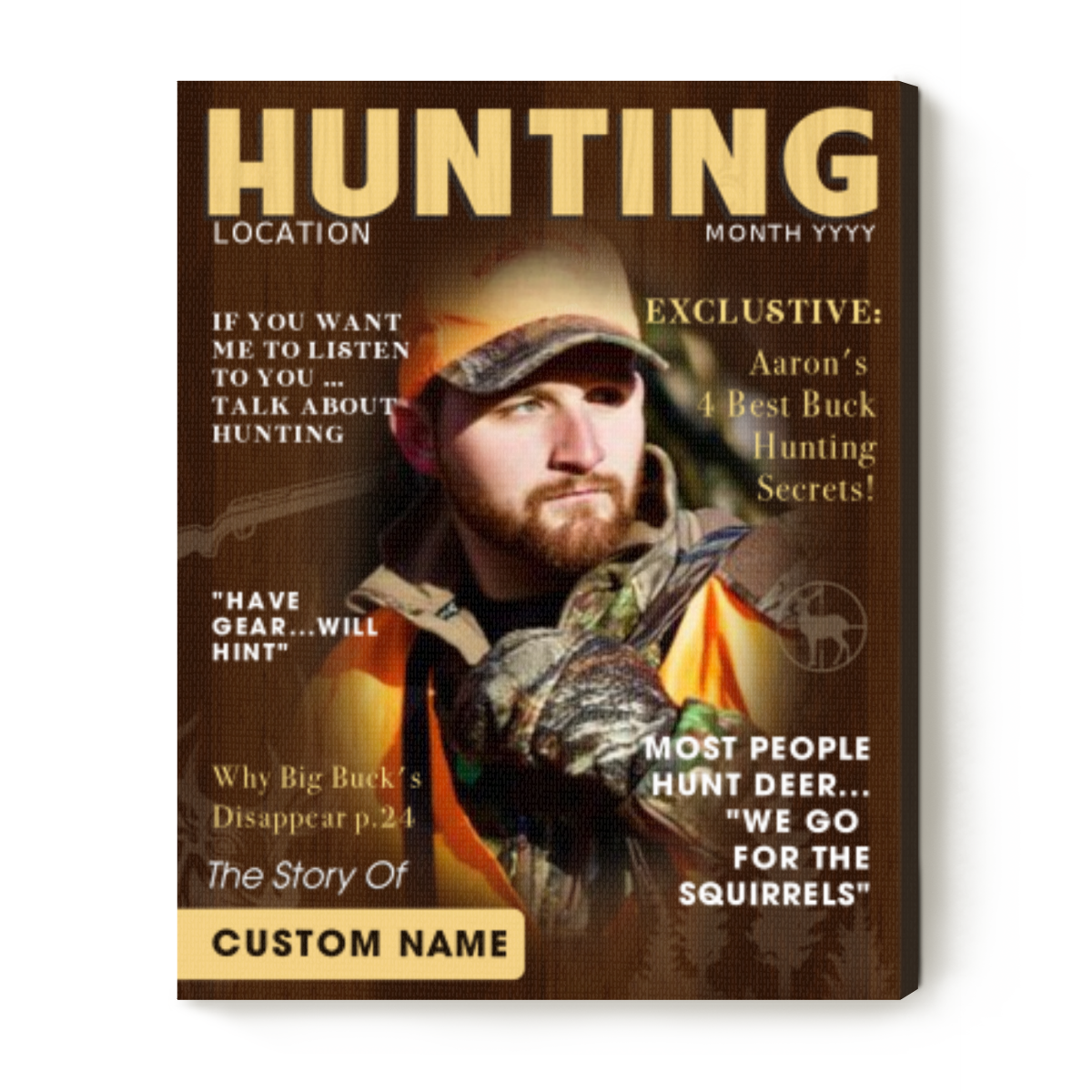 Personalized Hunter Magazine Cover Canvas Poster Custom Gift For Hunter, Hunting Gift For Man