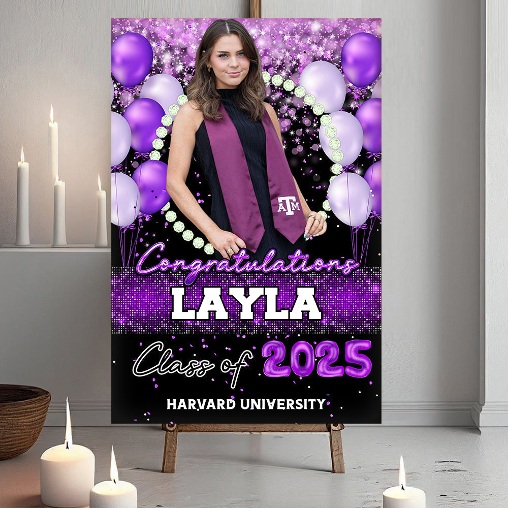 Graduation Party Decorations Custom Welcome Canvas Sign Grad - Personalized Class of 2026