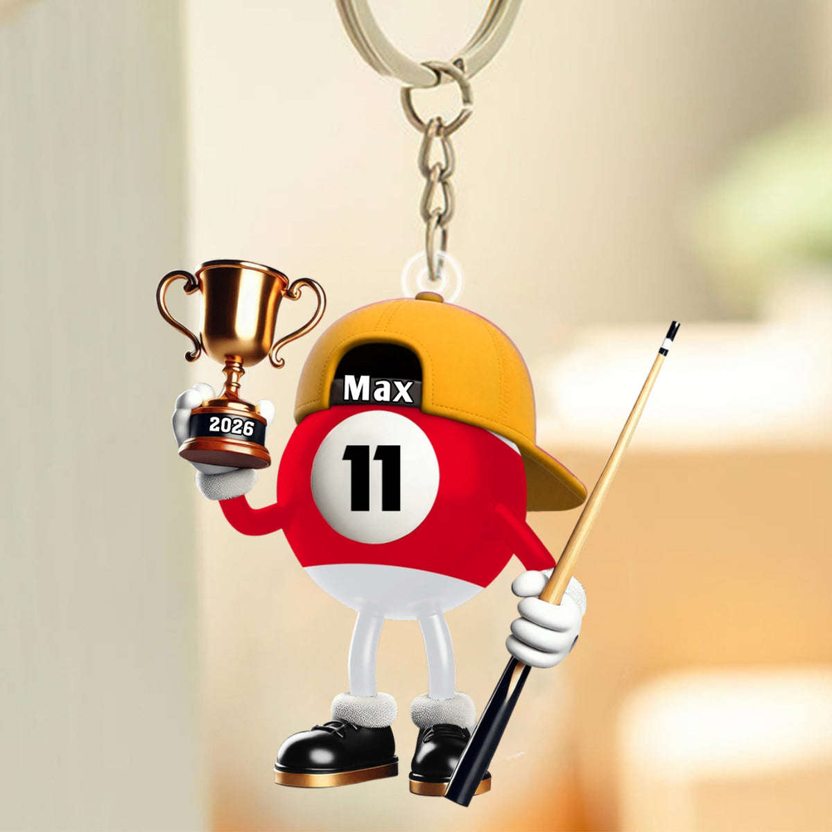 Custom Name Billiard Keychain, Billiard Lover Gift