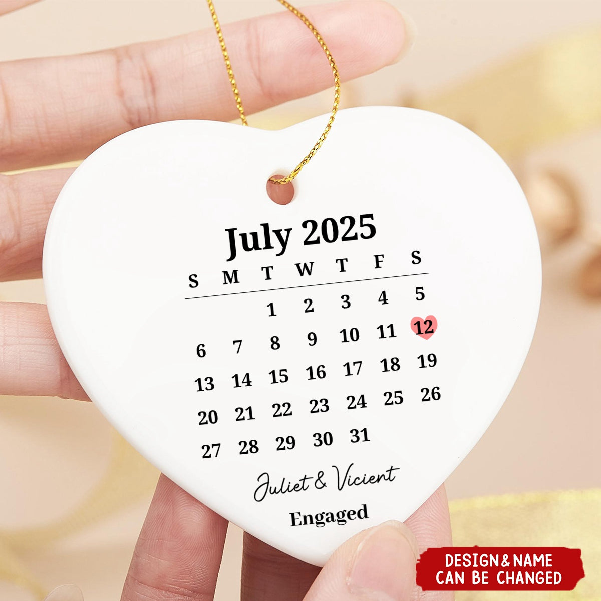 Personalized Married ceramic Ornament, Wedding Gift, Wedding Date ornament