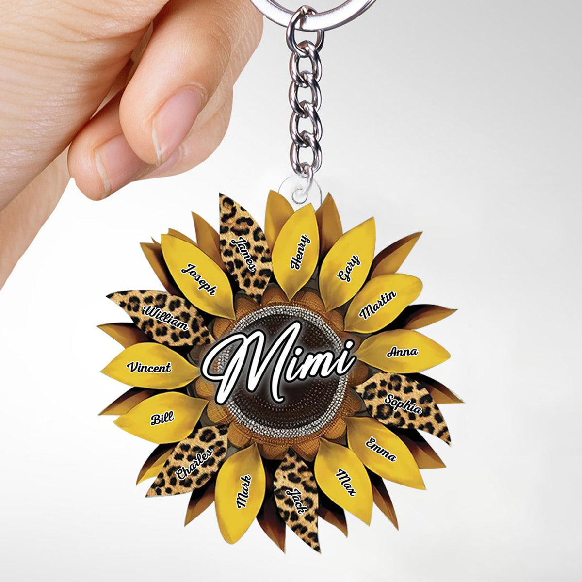 Personalized Family Sunflower Acrylic Keychain