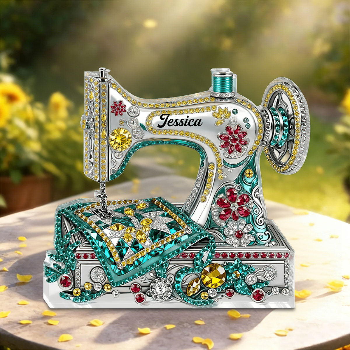 Personalized Sewing Machine Shaped Acrylic Plaque - Gift for Mom, Grandma & Daughter
