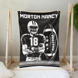 Personalized Football Player Blanket Gifts for Football Lovers, Coaches,Fans, Men
