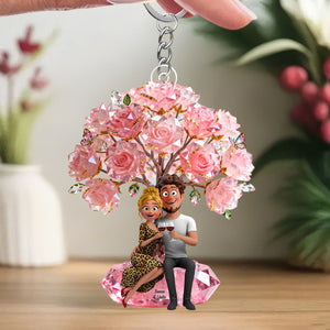 Cheers To Love Couple Acrylic Keychain - Personalized Gifts For Husband, Wife, Boyfriend, Girlfriend